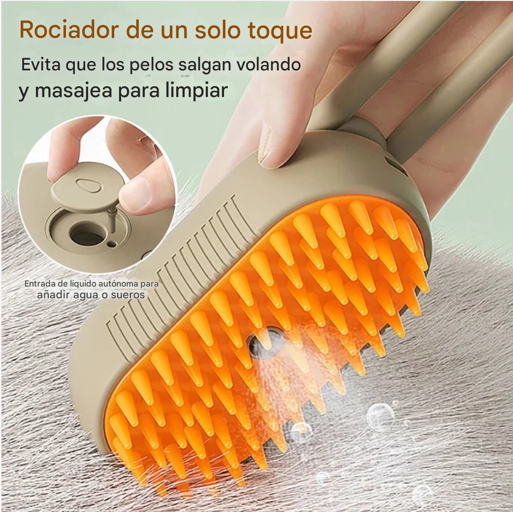 Cepillo 3 en 1 para mascotas con función de agua